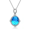 Genevive Jewelry Women's Blue / White / Silver Sterling Silver Blue Cubic Zirconia Pendant Necklace In Multi