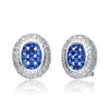 Genevive Jewelry Women's Blue / White / Silver Sterling Silver Cubic Zirconia Sapphire Stud Earrings With Button Styl In Multi