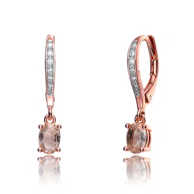 Genevive Jewelry Women's Brown / Rose Gold / White Sterling Silver Cubic Zirconia Tiny Drop Earrings