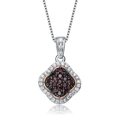 Genevive Jewelry Women's Brown / Silver Sterling Silver Dark Cubic Zirconia Pendant Necklace In Multi
