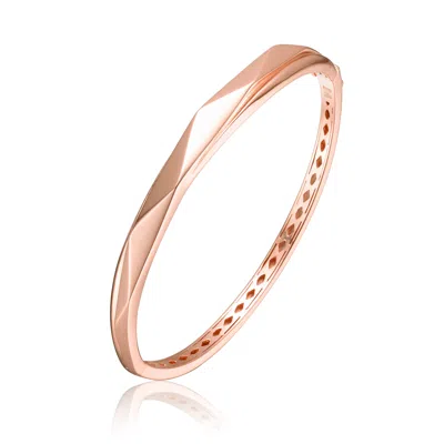 GENEVIVE JEWELRY WOMEN'S CLASSY STERLING SILVER ROSE GOLD PLATED BANGLE BRACELET