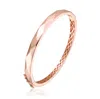 Genevive Jewelry Women's Classy Sterling Silver With Rose Gold Plating Bangle Bracelet In Gold