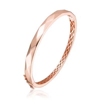 Genevive Jewelry Women's Classy Sterling Silver With Rose Gold Plating Bangle Bracelet