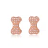 Genevive Jewelry Women's Cubic Zirconia Sterling Silver Rose Gold Plated Bow Earrings In Gold