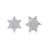 Genevive Jewelry Women's Cubic Zirconia White Gold Plated Sterling Silver Star Shape Stud Earring In White