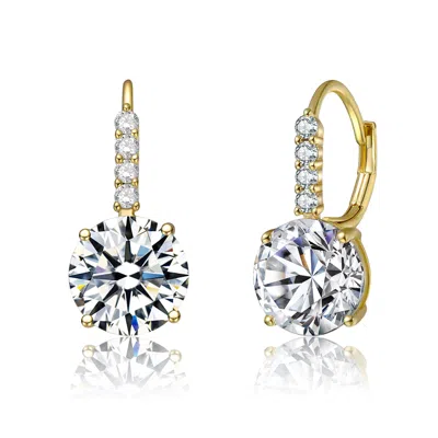 Genevive Jewelry Women's Elegant Basket-set Drop Earrings With Colored Cubic Zirconia - Gold