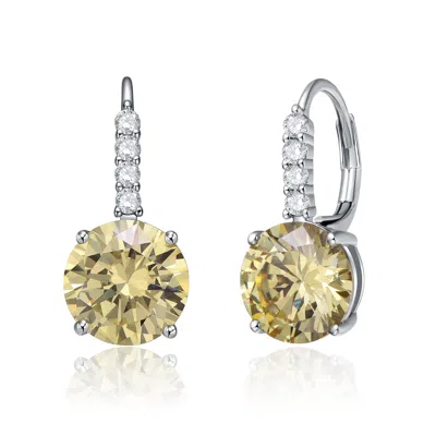 Genevive Jewelry Women's Elegant Basket-set Drop Earrings With Colored Cubic Zirconia - Yellow In Gold
