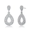 Genevive Jewelry Women's Elegant White Gold Plated With Clear Cubic Zirconia Pear Drop Earrings In White