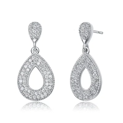 Genevive Jewelry Women's Elegant White Gold Plated With Clear Cubic Zirconia Pear Drop Earrings