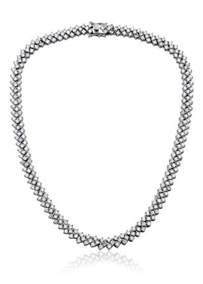 Genevive Jewelry Women's Genevive Sterling Silver Braided Links Necklace - White