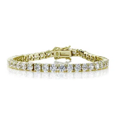 Genevive Jewelry Women's Genevive Sterling Silver Gold Plated With Clear Cubic Zirconia Seven Inch Tennis Bracelet