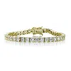 Genevive Jewelry Women's Genevive Sterling Silver Gold Plated With Clear Cubic Zirconia Tennis Bracelet In Gold