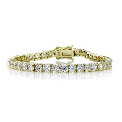 Genevive Jewelry Women's Genevive Sterling Silver Gold Plated With Clear Cubic Zirconia Tennis Bracelet