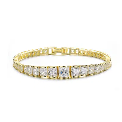 Genevive Jewelry Women's Genevive Sterling Silver Gold Plated With Cubic Zirconia Graduating Tennis Bracelet