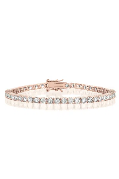 Genevive Jewelry Women's Genevive Sterling Silver Rose Gold Plated With Clear Cubic Zirconia Tennis Bracelet - Rose G