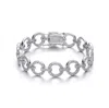 Genevive Jewelry Women's Genevive Sterling Silver White Gold Plated With Cubic Zirconia Circle Link Bracelet In White