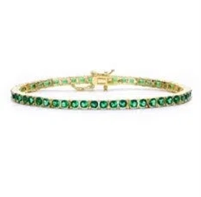Genevive Jewelry Women's Gold / Green Rachel Glauber Gold Plated Cubic Zirconia Tennis Bracelet In Emerald In Multi