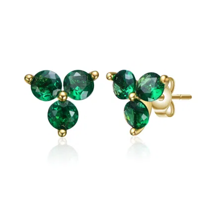 Genevive Jewelry Women's Gold / Green Rachel Glauber Gold Plated Nano Green Cubic Zirconia Stud Earrings In Multi