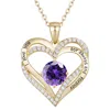 Genevive Jewelry Women's Gold / Yellow Rachel Glauber Gold Plated Heart -i Love You- Pendant With Amathyst Stone In Gold