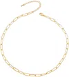 Genevive Jewelry Women's Gold Plated Dainty Layering Paperclip Link Chain Necklace In Gold