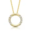 Genevive Jewelry Women's Gold Plated With Clear Cubic Zirconia Round Pendant Necklace In Gold