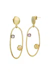 Genevive Jewelry Women's Gold / Purple Gold Overlay Cubic Zirconia Accent Open Circle Earrings In Multi