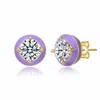 Genevive Jewelry Women's Gold / Purple / White Rachel Glauber Young Adults-teens Yellow Gold Plated With Clear Cubic 