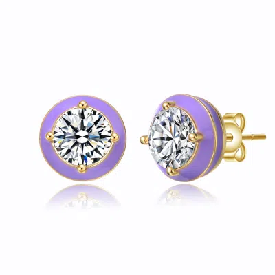 Genevive Jewelry Women's Gold / Purple / White Rachel Glauber Young Adults-teens Yellow Gold Plated With Clear Cubic 