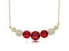 Genevive Jewelry Women's Gold / Red Gorgeous Sterling Silver Gold Plated With Red Cubic Zirconia Bar Necklace In Multi
