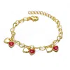 Genevive Jewelry Women's Gold / Red Rachel Glauber Kid's Gold Plated Adjustable Heart Charm Bracelet In Multi