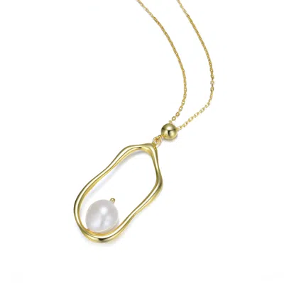 Genevive Jewelry Women's Gold / White Brigitte Fluid Boho Golden Pearl Necklace In Multi