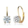 Genevive Jewelry Women's Gold / White Gold Plated Sterling Silver Cubic Zirconia Classic Leverback Earrings In Multi