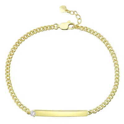 Genevive Jewelry Women's Gold / White Gold Plated With Clear Round Cubic Zirconia Adjustable Bracelet In Multi