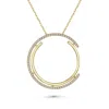 Genevive Jewelry Women's Gold / White Gold Plated With Cubic Zirconia Concentric Eternity Pendant Necklace In Sterlin In Multi