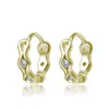 Genevive Jewelry Women's Gold / White Lovely Sterling Silver Gold Plated Cubic Zirconia Small Round Hoop Earrings