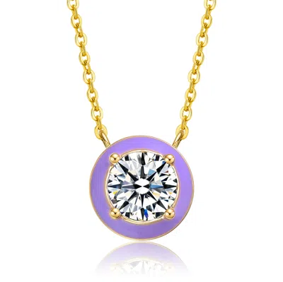 Genevive Jewelry Women's Gold / White / Purple Rachel Glauber Yellow Gold With Clear Cubic Zirconia Solitaire Purple 