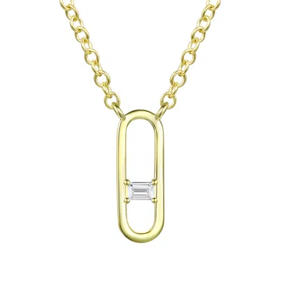 Genevive Jewelry Women's Gold / White Rachel Glauber Gold Plated Baguette Cubic Zirconia Modern Necklace In Multi