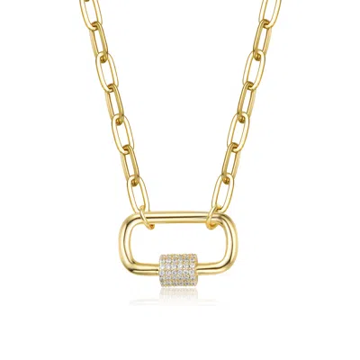 Genevive Jewelry Women's Gold / White Rachel Glauber Gold Plated Cubic Zirconia Chain Necklace In Multi