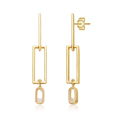 Genevive Jewelry Women's Gold / White Rachel Glauber Gold Plated Cubic Zirconia Drop Earrings In Multi