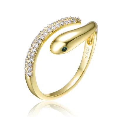 Genevive Jewelry Women's Gold / White Rachel Glauber Gold Plated Cubic Zirconia Snake Bypass Ring In Multi