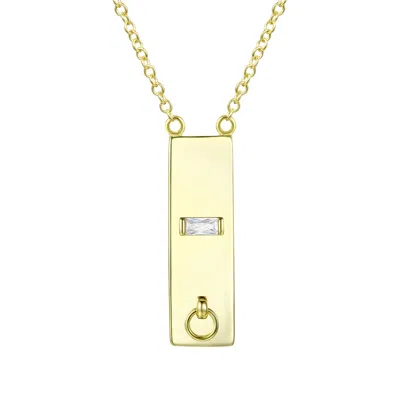 Genevive Jewelry Women's Gold / White Rachel Glauber Gold Plated Radiant Cubic Zirconia Bar Necklace In Multi