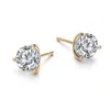 Genevive Jewelry Women's Gold / White Rachel Glauber Gold Plated Three-prong Martini Solitaire Stud Earrings In Multi