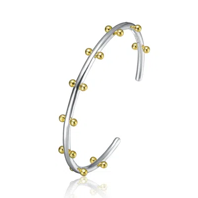 Genevive Jewelry Women's Gold / White Rachel Glauber Gold Plated Two Tone Cuff Bracelet In Multi