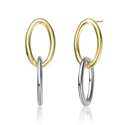 Genevive Jewelry Women's Gold / White Rachel Glauber Gold Plated Two Tone Oval Drop Earrings In Multi