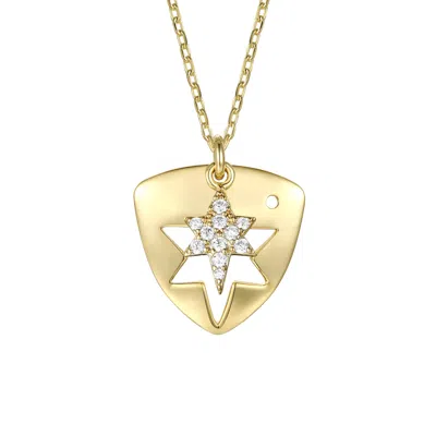 Genevive Jewelry Women's Gold / White Rachel Glauber Gold Plated With Cubic Zirconia Laser-cut 6-pointed Star Triangl In Multi