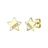 Genevive Jewelry Women's Gold / White Rachel Glauber Gold Plated With Diamond Cubic Zirconia Lucky Star Stud Earrings In Multi