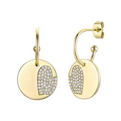 Genevive Jewelry Women's Gold / White Rachel Glauber Gold Plated With Diamond Cubic Zirconia Round Heart Charm Dangle In Multi