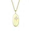 Genevive Jewelry Women's Gold / White Rachel Glauber Stunning Gold Plated Cubic Zirconia Oval Bar Charm Pendant Neckl In Multi