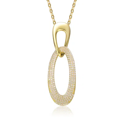 Genevive Jewelry Women's Gold / White Rachel Glauber Stunning Gold Plated Cubic Zirconia Oval Drop Pendant Necklace In Multi
