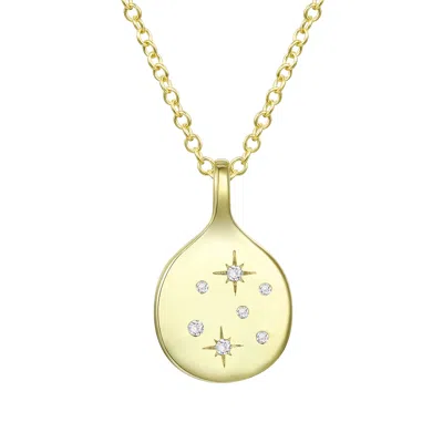 Genevive Jewelry Women's Gold / White Rachel Glauber Stunning Gold Plated Cubic Zirconia Round Bar Charm Pendant Neck In Gold/white